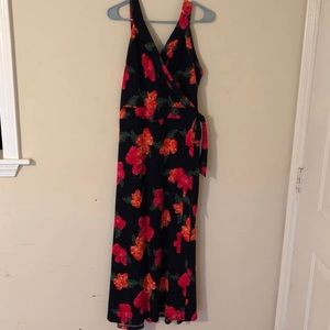 Faux Wrap Midi Dress - 1X